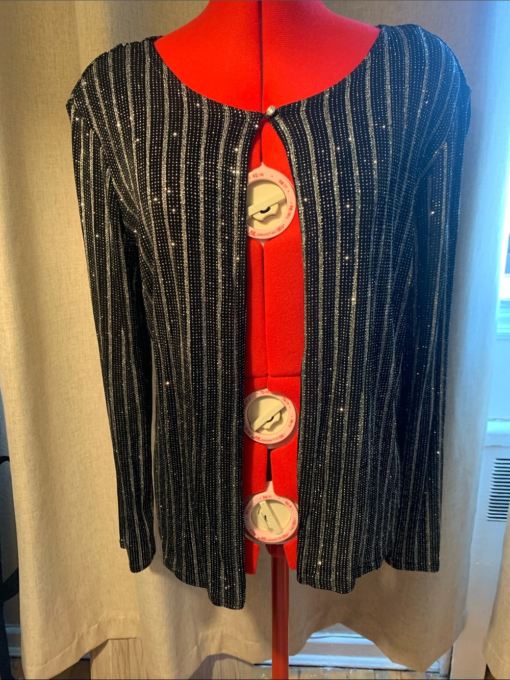 Onyx Nite Black Striped Sequin Cardigan